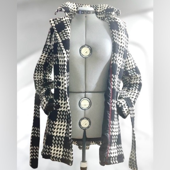 Express checkered/houndstooth wool-blend coat sz sm - Picture 3 of 5